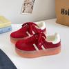 Zapatos de plataforma gruesa con cabeza redonda estilo americano, zapatos pequeños originales para mujer, primavera 2025 nuevos zapatos casuales de entrenamiento alemán XY-A395