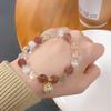Pulsera de Mariquita de Cristal para el Cabello Colorida ~ Estilo Coreano Dulce ins Fresca Fresa Cristal Amarillo Cuentas de Cristal para el Cabello Pulsera de Regalo