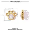 Corazón de Melocotón Pulido Fino DIY Cuentas de Acero Inoxidable Hechas a Mano para Mujeres con Cuentas de Huella de Perro con Diamante Pulsera Joyería de Acero de Titanio