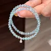 Pingente de Cabacinha Azul Topázio Azul Lapidado em Facetas Prata Esterlina S925 Pulseira Versátil para Mulheres Joia Versátil Estilo Fresco de Alto Padrão