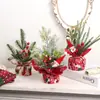 Arranjo de Flores de Natal Enfeites Tronco de Madeira Árvore de Natal Pequena Enfeites de Mesa Prontos Presentes de Feriado Decorações de Natal