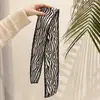 Lenço Feminino de Seda Estampado Bisotado Xadrez Pied-de-poule com Laço Moda Elegante Retrô Lenço de Seda Faixa de Cabelo Estampada para Mulheres