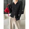 Cisnann Nuevo Otoño Temprano Estilo Francés Sofisticado Textura Acanalada Ajustado Cardigan de Punto SN9290