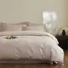 Conjunto de 4 Peças Jacquard 60 Fios 100% Algodão com Bordado de Rosa, Brocado 100% Algodão, Roupa de Cama com Conforto Tridimensional