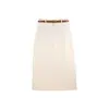 Saia Midi de Cintura Alta com Bolsos Duplos e Fenda Lateral, Estilo Retrô, para Transmissão ao Vivo e Distribuição