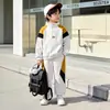 Conjunto de sudadera con forro polar para niños en invierno, conjunto deportivo de una pieza de forro polar estilo coreano para niños, conjunto de dos piezas para niños pequeños y niños pequeños, moderno