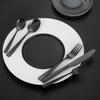 Amazon juego de cubiertos de acero inoxidable 410 con mango cuadrado, cuchillo, tenedor, cuchara, juego de cubiertos, cuchillo y tenedor para comidas ligeras, cuchara, juego de 5 piezas, negro mate