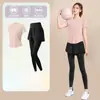 Conjunto de Roupa Esportiva Feminina de Verão com Secagem Rápida, Camiseta de Manga Curta para Corrida, Shorts Esportivos Anti-Exposição, Conjunto de Yoga
