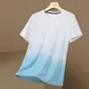 Camiseta de Seda de Gelo Masculina Manga Curta Verão 2023 Nova Marca de Moda Gradiente Secagem Rápida Malha Respirável Meia-manga Roupas de Verão