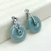 Colgante de Hebilla de Paz de Jade Azul Agua Grado A Natural, Colgante de Jade Estilo Chino para Mujeres, Accesorio de Collar