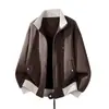 Chaqueta de punto moderna para hombre, estilo americano, duradera, a prueba de viento, cómoda, transpirable, hecha de algodón mamba, con cuello alto y dobladillo único de bloques de color