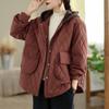 Chaqueta de Algodón Acolchada con Capucha de Color de Contraste y Empalme, Estilo Nuevo Otoño e Invierno para Mujer con Bolsillos Grandes, Chaqueta de Algodón Gruesa Casual Holgada