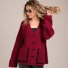 Cárdigan de Punto con Bloques de Color y Bolsillo de Exportación Transfronteriza 2025 Otoño e Invierno Nuevo Holgado Talla Grande Cuello en V Suéter Abrigo para Mujer