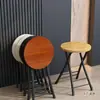 Silla Plegable con Respaldo, Taburete Redondo Pequeño Portátil de Patas Altas para Uso en Casa, Silla Pequeña para Mesa de Comedor, Silla Simple Apilable con Respaldo