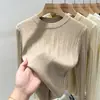 Elegante Suéter de Punto Ajustado con Cuello Redondo y Hombros Rectos para Mujer, Otoño e Invierno, Prenda Base Suave y Acogedora de Alta Gama