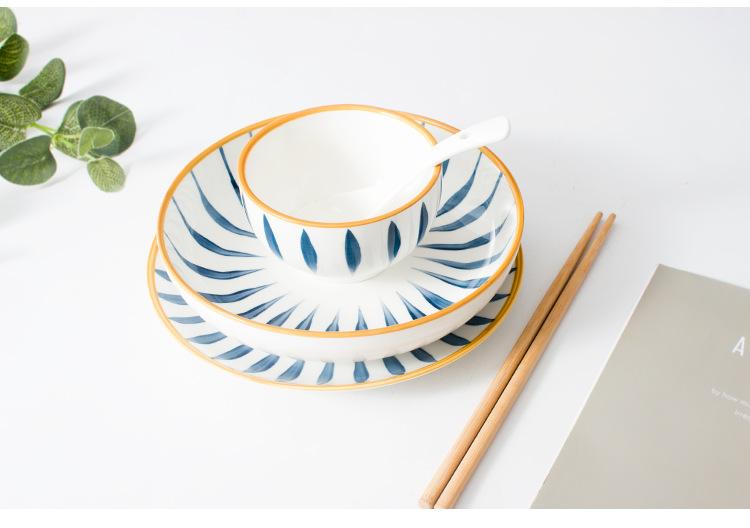 新款日式和风手绘陶瓷碗套装釉下创意礼品家用瓷器汤盘碗餐具定制