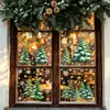 Decoraciones navideñas pegatinas de cristal de copo de nieve, más vendidas en Amazon, pegatinas electrostáticas de cedro verde de invierno