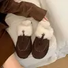 Pantuflas de felpa con suela gruesa, con forro adicional para abrigar y antideslizantes, estilo mujer, nuevo invierno 2026, con plataforma para aumentar altura, pantuflas de algodón engrosadas