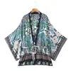 Atacado de Roupas Femininas de Primavera Estilo Europeu e Americano Estampa de Flor de Fênix Kimono de Algodão Feminino 0001