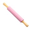 Massa de farinha de pele de bolinho médio, bolinho de massa, cabo de madeira maciça, rolo de cozimento antiaderente, rolo de silicone para massa