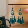 Pendientes Rojos de Novia para Mujer, Pendientes Coloridos Vintage, Accesorios para Disfraces de Espectáculo, Pendientes Pequeños de Flecos en Forma de Rombo al por Mayor