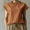 Top transpirable europeo y americano de moda transfronterizo, simple, con volantes, corte holgado, adelgazante, versátil para el día a día, camisa artística para ir al trabajo