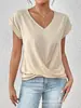 2026 Bestseller Transfronterizo de Amazon Camiseta Lisa de Cuello en V Elegante Top de Manga Corta Ropa para Mujer Primavera/Verano Amazon Transfronterizo