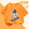 2091 # Roupa de Verão 2025 Novo Estilo Roupa Infantil Camisetas de Manga Curta para Meninos Crianças Tamanhos Médio e Grande Algodão Puro Verão Tops para Meninos Tendência