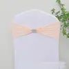 Funda para silla sin nudos, termoadhesiva, con lazo de flores y pedrería, con banda elástica y pedrería, ideal para bodas, eventos y comercio exterior.