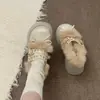 Saia Combinada com Sapatos de Couro Versáteis Estilo College, Sapatos Peludos, Sapatos Doces de Algodão Pelúcia Outono e Inverno, Sapatos Mary Jane 2025