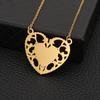 Collar con colgante de acero inoxidable transfronterizo europeo y americano de gran oferta de Temu, colgante de corazón chapado en oro con dije de corazón con encaje, collar de corazón dorado