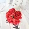 Ramo de Peonías Simuladas de Cinco Cabezas, Flores Artificiales, Estilo Pastoral, Accesorios para Bodas en Casa, Accesorios para Sesiones de Fotos
