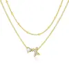 Amazon Diseño de Nicho Sentido Acero Inoxidable 26 Letras Incrustaciones de Diamante Amor Collar en Capas Letra Inicial Cadena Doble Clavícula
