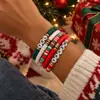 Conjunto de Pulseiras de Letras de Argila Macia de Natal Europeu e Americano Transfronteiriças, Pulseiras Elásticas Empilháveis de Contas, Acessórios de Presente para Festas