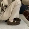Nuevos Zapatos Cálidos de Piel con Lazo para Mujer Otoño/Invierno 2026, Estilo Hada Punta Redonda Mary Jane Zapatos Bajos de Algodón