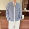 Suéter Cárdigan para Hombre Primavera y Otoño Slim Cuello Alto con Cremallera Suéter Estilo Japonés Retro Chaqueta Holgada Casual y Casual