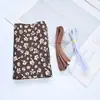 Tecido Estampado Floral Leopardo Marrom de 14cm com Tecido de Argola Intestinal Material para Laço de Cabelo Anel de Cabelo DIY Laço Caseiro