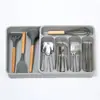 Caja Organizadora Divisoria Extensible para Cajón de Cocina Estante Organizador de Cubiertos Caja con Compartimentos para Cuchillos, Tenedores, Palillos Caja de Almacenamiento