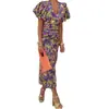 2026 Ropa Femenina Transfronteriza Europea y Americana Nuevo Estilo Comercio Exterior Elegante a la Moda Temperamento Vestido de Ajuste Delgado con Estampado y Cuello en V Plisado