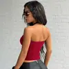 Top regata vermelho justo com design vazado estilo europeu e americano para mulheres, top curto sem mangas cropped, top tomara-que-caia moderno e sexy