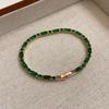 Pulsera de Cobre Micro-incrustada Retro Esmeralda Zircón para Mujer Pulsera de Novia Estilo Coreano Lujo Ligero Elegante Pulsera de Celebridad de Internet