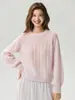 Cardigan Suéter Fino Kangbaolai 75% Caxemira 25% Seda de Amora Macio e Liso Gola Redonda Tricô Ondulado
