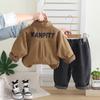 Ropa para Niños Camisa Casual de Color Sólido con Doble Bolsillo para Niño Ropa Coreana Pantalones de Mezclilla Conjunto de Tres Piezas para Primavera y Otoño
