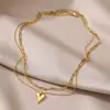 Estilo INS Luxo Leve Corrente de Camada Dupla Pingente de Coração Colar Cruzado Feminino Mais Vendido Personalizado Multicamadas Moda Retro Coração Colar Feminino