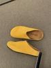 Couro Genuíno Outono e Inverno Novos Casuais Sapatos Meio Sapatos Baotou de Solado Grosso Sola Plana Combinam com Tudo Slip-on Vintage Sapatos Burkenneth Sapatos de Camada Única Femininos
