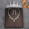 Conjunto de Três Peças de Adereços de Cabeça Coroa Noiva Casamento Estilo Coreano Super Imortal Beleza Vestido de Casamento Adereços de Cabeça Atmosféricos Coroa para Dez Oito Anos Feminino