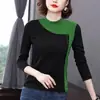 DeRong Moda Versátil Adelgazante Otoño-Invierno Bloque de Color Diseño de Botones Juvenil 2025 Capa Base Top Cálido
