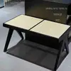 Banco de Ratán Nórdico Madera Maciza Estilo Wabi-Sabi Taburete Cambiador de Zapatos Ratán Doble Capa Superficie de Ratán Taburete K Largo Individual Doble Triple