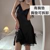 Pijama sexy para estar en casa con almohadilla para el pecho, fino encaje de seda helada, tirantes huecos, camisón francés, Colección 3