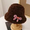 Chapéu de Pescador Feminino Outono e Inverno Novo Estilo Desenho Animado Ragdoll Moda Rosto Exposto Pequeno Chapéu de Bacia Recheado Chapéu Quente à Prova de Frio